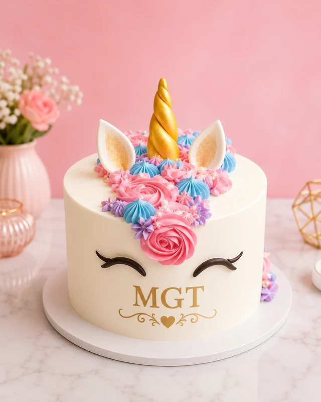 My Gifts Tree Floral Beautified White Unicorn Cake - 1.5 Kg