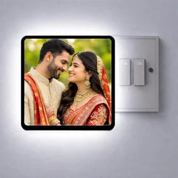 Personalized Square Night LED Lamp with Custom Photo & Text | 4 x 4 Inch Plastic Night Light | Plug-in AC Powered | Custom Gift for Birthday, Anniversary, Home Décor & All Occasions