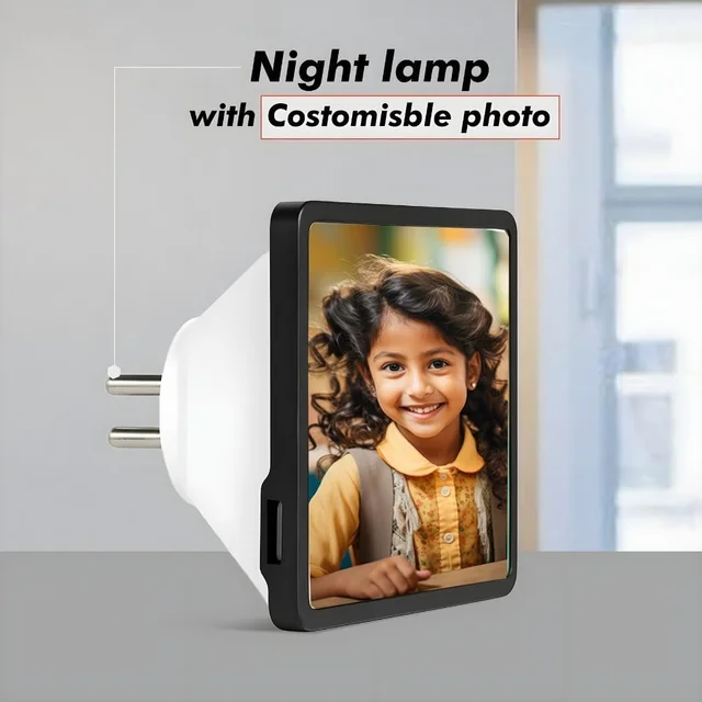 Personalized Square Night LED Lamp with Custom Photo & Text | 4 x 4 Inch Plastic Night Light | Plug-in AC Powered | Custom Gift for Birthday, Anniversary, Home Décor & All Occasions