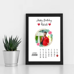 Personalized Calendar Collage Wall Mount Rectangular Photo Frame with Photo Upload, Customized Spotify Song and QR Code for Valentine's Day, Birthday, Wedding Gifts