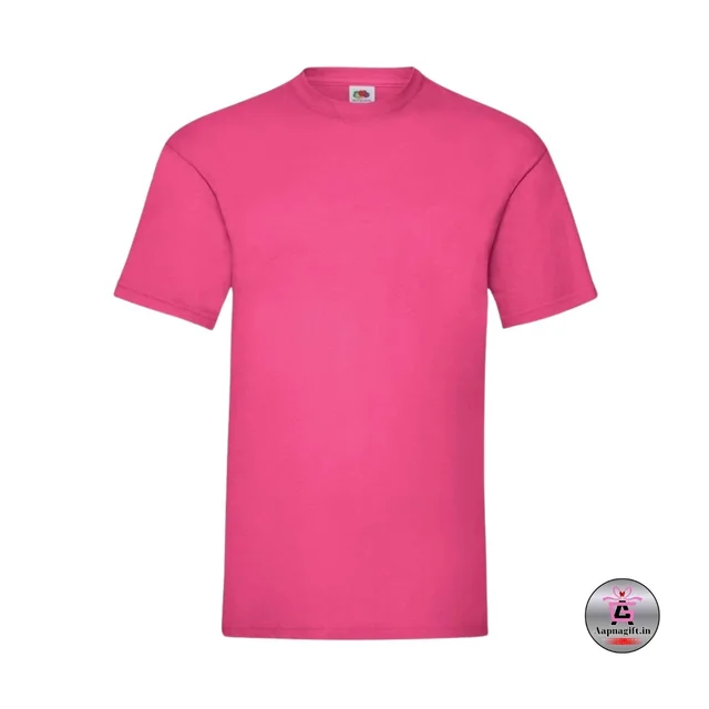 Pink T Shirt | Round Neck | Half Sleeve | Plain-Regular Fit - M