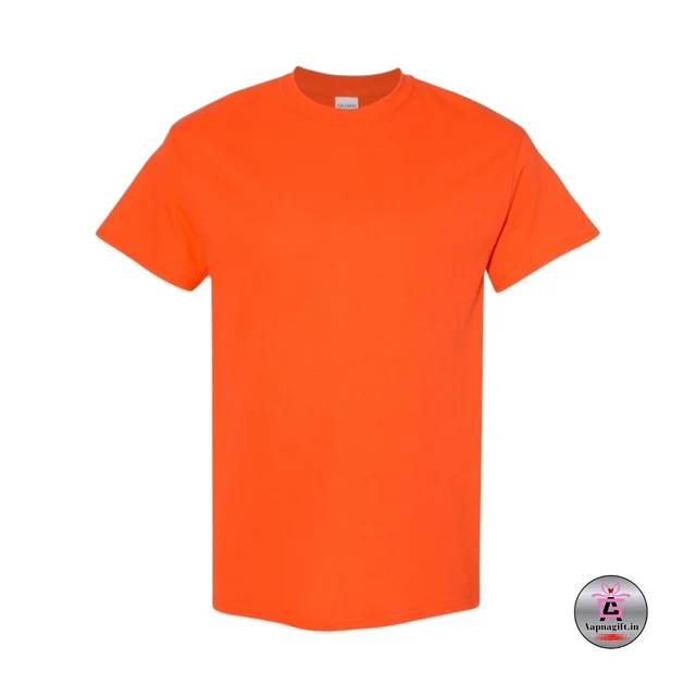 Orange T Shirt | Round Neck | Half Sleeve | Plain-Regular Fit - S