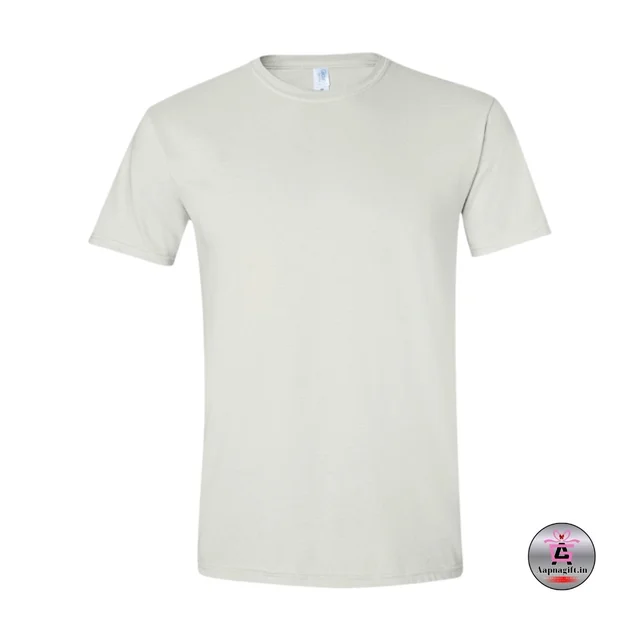 White T Shirt | Round Neck | Half Sleeve | Plain-Regular Fit - L