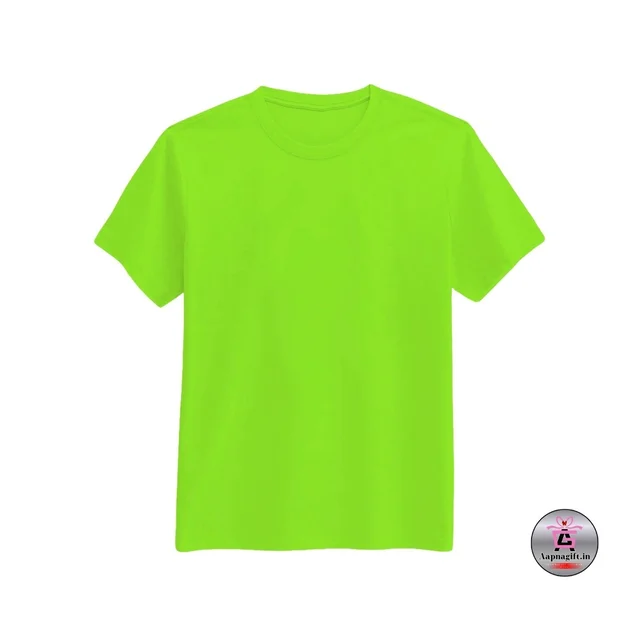 Green T Shirt | Round Neck | Half Sleeve | Plain-Regular Fit - M