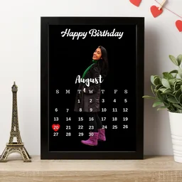 customized photo frame with birthday calendar personalized photo frame with photos, names, and messages, unique gift for birthday, anniversary, couple, friends and family. (Birthday