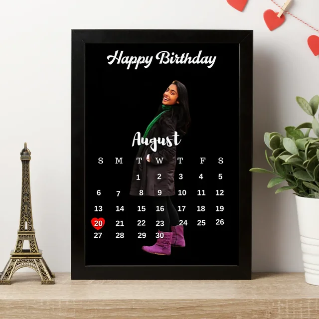 customized photo frame with birthday calendar personalized photo frame with photos, names, and messages, unique gift for birthday, anniversary, couple, friends and family. (Birthday