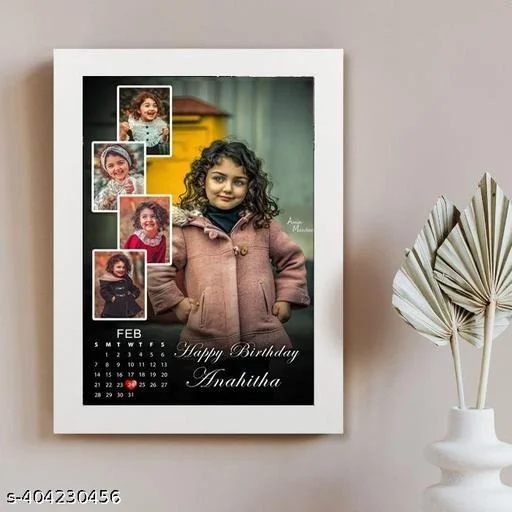 Personalized Calendar Collage Wall Mount Rectangular Photo Frame with Photo Upload, Customized Spotify Song and QR Code for Valentine's Day, Birthday, Wedding Gifts