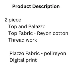 Thread Work Top With Digital Print Plazzzo - 24, Turquoise