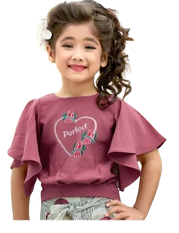 Thread Work Top With Digital Print Plazzzo - 28, Hollywood Cerise