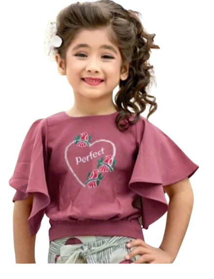 Thread Work Top With Digital Print Plazzzo - 28, Hollywood Cerise