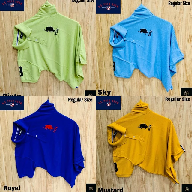 Polo USPA Solid Half Sleeves T Shirt Pista, Blue,yellow, Sky Blue( Pack Of 4)