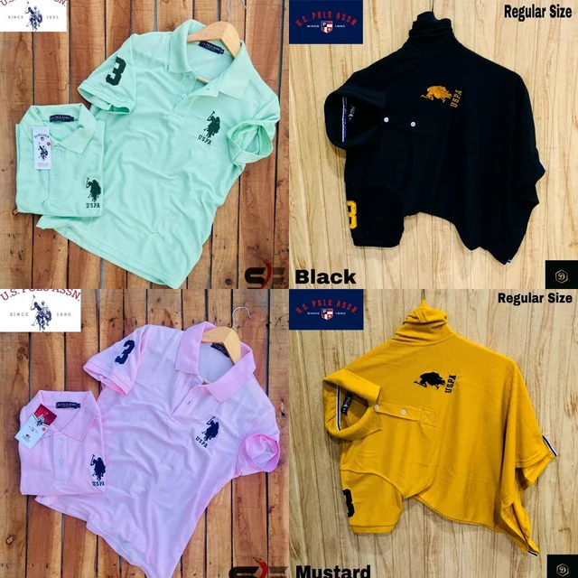 Polo USPA Solid Half Sleeves T Shirt ( Pack Of 4)
