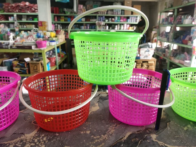Flower Basket - Light green - baby pink