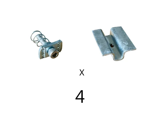 Solar Panel Mounting Hot Dip Mid Clamp (U) with SS Allen Bolt M8 40MM & GI Spring Nut - Pack of 4 Set