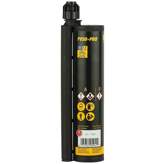 Dewalt DFC1310150 PV50-PRO 345 ml Adhesive Cartridge, Designed For Use on Concrete and Fastener