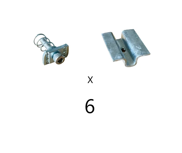 Solar Panel Mounting Hot Dip Mid Clamp (U) with SS Allen Bolt M8 40MM & GI Spring Nut - Pack of 6 Set