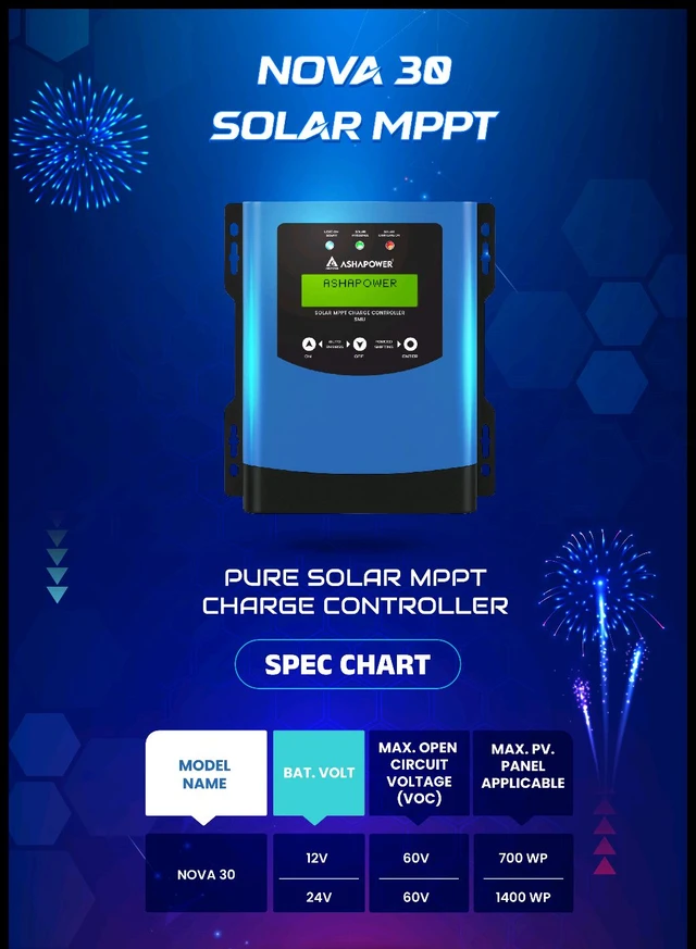 Ashapower Nova 30 12/24V 30A MPPT Solar Controller SMU (Ver. 9.3)
