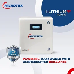 Microtek I-Lithium 1500 SW WiFi Pearl Edition Inverter (1100VA/925W) with 1280Wh 12.8V 100Ah Li-Ion Battery with 5 Years on-site Warranty