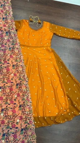 Maxi Gown with digital Embroidery Dupatta - XL
