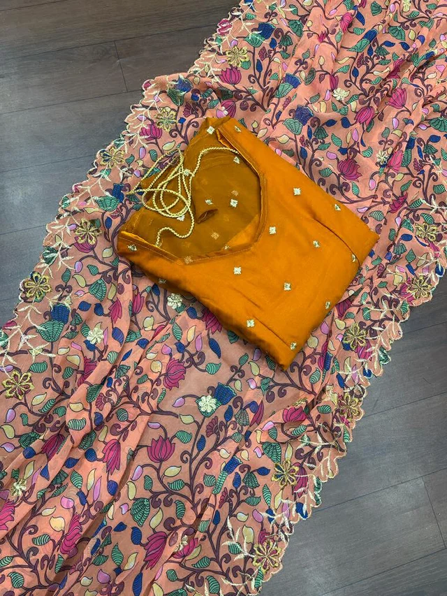 Maxi Gown with digital Embroidery Dupatta - XL