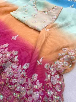 Most Trending Bollywood Celebrity Crushed Sequence Work Saree