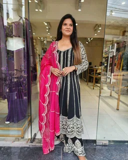 LONG FLAIRED KURTI-PLAZZO SET♥️ - Black