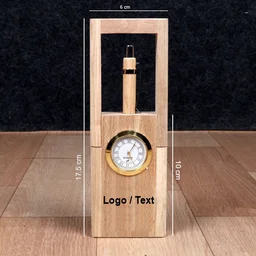 Itsmyway Wooden Pen stand with Analog Clock | Customise Logo Engrave