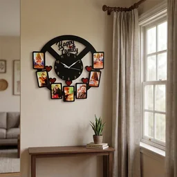 Itsmyway Gift Happy Family Wall Hanging Clock - 7 Images | 18x18 in. | MDF Material