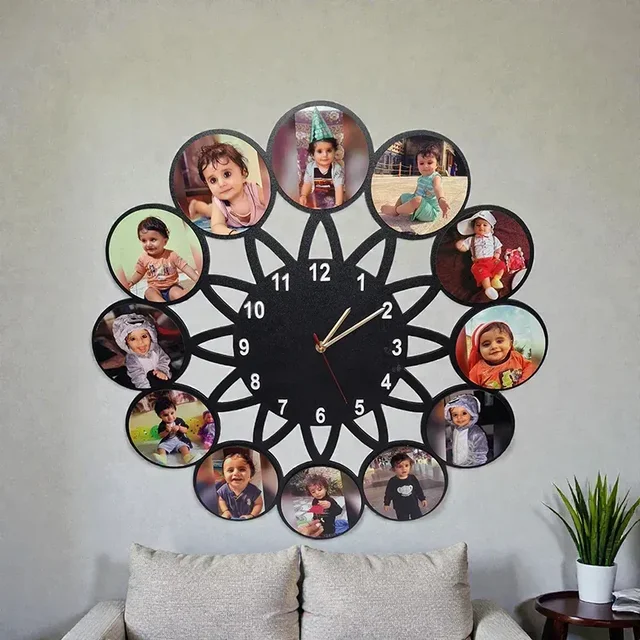Itsmyway Gift Flower Shape Round MDF Clock - 12 Pics
