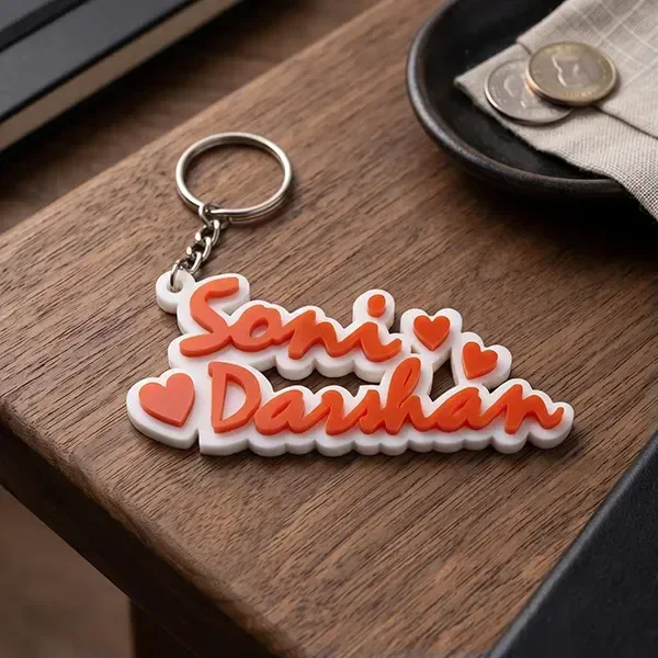 Itsmyway Gift Customized Acrylic Couple Name Keychain with Heart | Premium White & Red 3D Lettering
