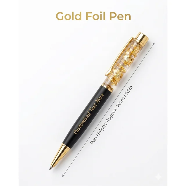 Personalized Gold Foil Pen - Custom Engraved Black & Gold Ballpoint Pen