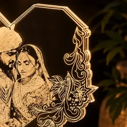 Itsmyway Gift Personalized 3D Photo LED Acrylic Lamp with Wooden Base – RGB Multi-Color Heart Light for Wedding, Anniversary & Couple Gifts