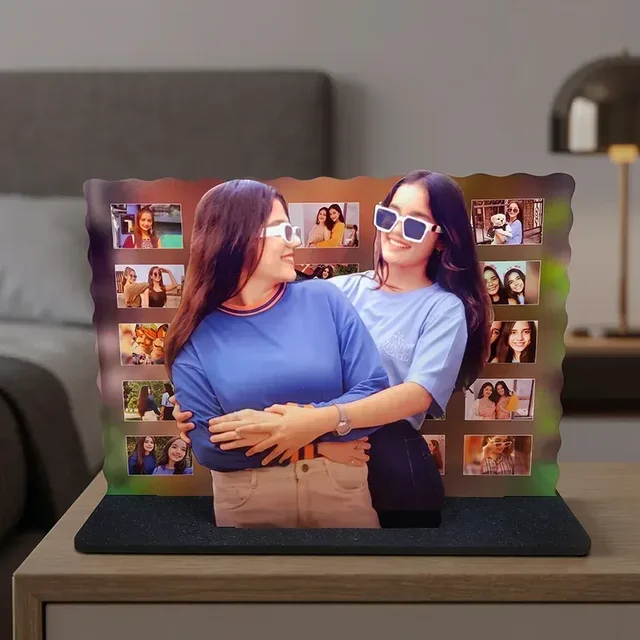 Itsmyway Gift Personalized 3D Photo Cutout Collage Frame - Custom MDF Wooden Photo Wall Tabletop Stand for Home & Office Decor