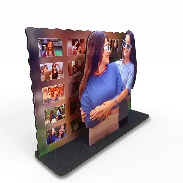 Itsmyway Gift Personalized 3D Photo Cutout Collage Frame - Custom MDF Wooden Photo Wall Tabletop Stand for Home & Office Decor