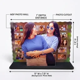 Itsmyway Gift Personalized 3D Photo Cutout Collage Frame - Custom MDF Wooden Photo Wall Tabletop Stand for Home & Office Decor