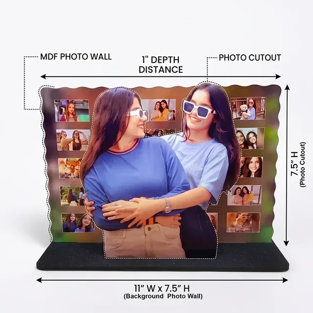 Itsmyway Gift Personalized 3D Photo Cutout Collage Frame - Custom MDF Wooden Photo Wall Tabletop Stand for Home & Office Decor