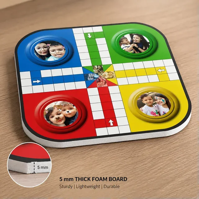 Itsmyway Gift Personalized Photo Ludo Board Game – 5mm Thick Foam Board, Custom Picture Board Game with Pawns & Dice