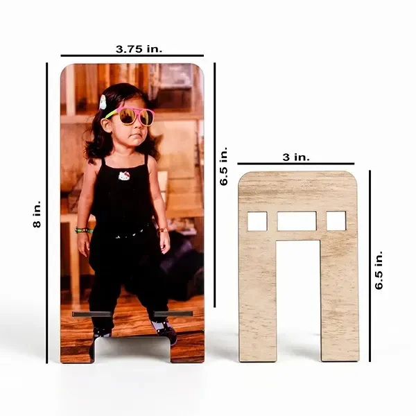 Itsmyway Gift Personalized Photo Mobile Stand - Custom Printed MDF Wooden Desk Holder & Smartphone Stand for Home & Office