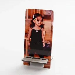 Itsmyway Gift Personalized Photo Mobile Stand - Custom Printed MDF Wooden Desk Holder & Smartphone Stand for Home & Office