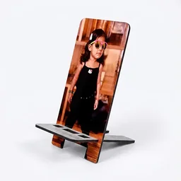 Itsmyway Gift Personalized Photo Mobile Stand - Custom Printed MDF Wooden Desk Holder & Smartphone Stand for Home & Office