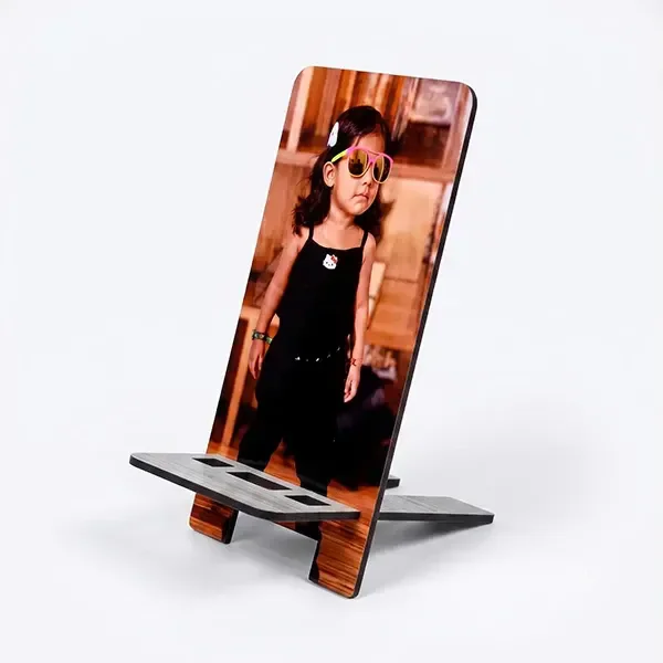 Itsmyway Gift Personalized Photo Mobile Stand - Custom Printed MDF Wooden Desk Holder & Smartphone Stand for Home & Office