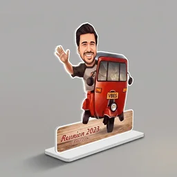 Itsmyway Gift Personalized Auto Rickshaw Caricature Wooden Standee – Custom Photo Tabletop Keepsake for Friends & Reunions