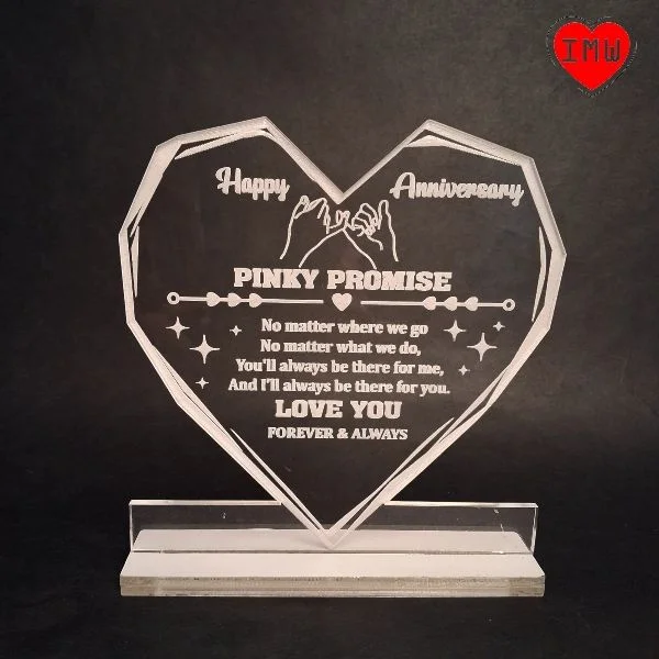 Itsmyway Diamond Heart Shape Pinky Promise Frame | Best For Anniversary | Acrylic Desktop Customise Frame