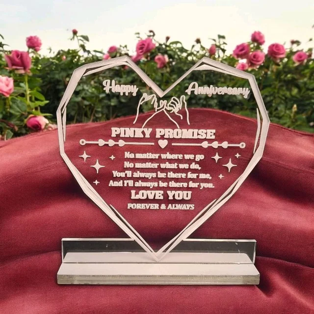 Itsmyway Diamond Heart Shape Pinky Promise Frame | Best For Anniversary | Acrylic Desktop Customise Frame