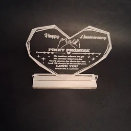 Itsmyway Diamond Heart Shape Pinky Promise Frame | Best For Anniversary | Acrylic Desktop Customise Frame