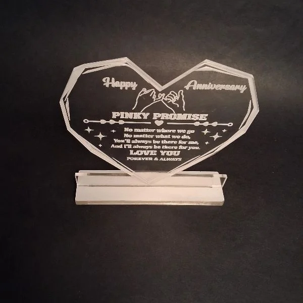 Itsmyway Diamond Heart Shape Pinky Promise Frame | Best For Anniversary | Acrylic Desktop Customise Frame