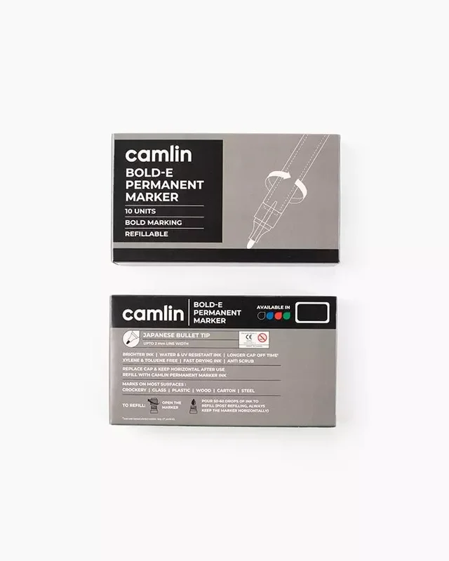 Camlin Permanent Marker 10pcs - Black