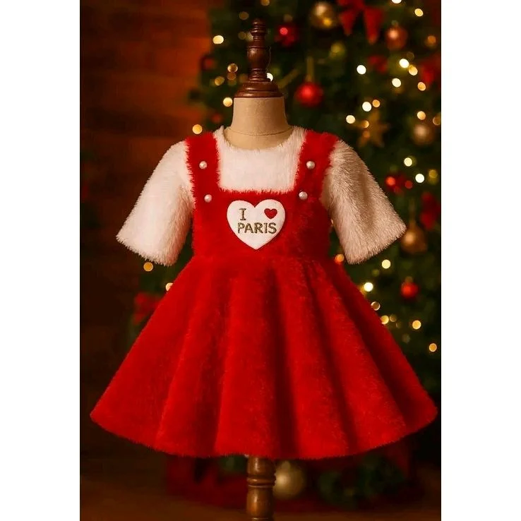 Holiday Dresses Gap Baby Girl Christmas Dress Stylish Baby Girl Winter Frock Red Soft Fur Warm