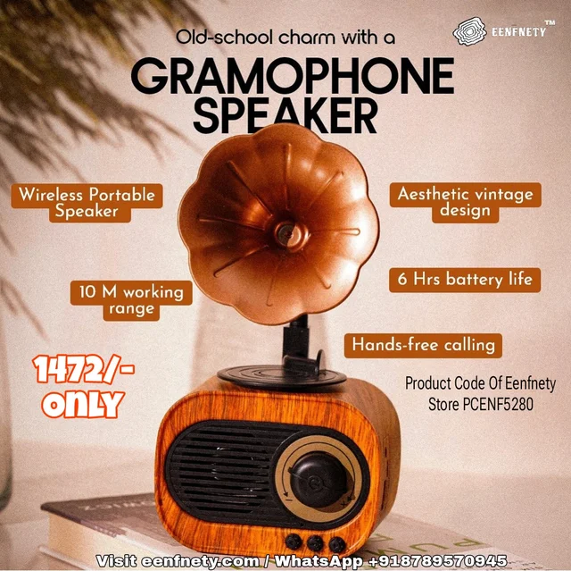 Eenfnety™ PREPAID Artis BT12 Classic Retro Wireless BT Speaker with FM/USB/PREPAID Only AUX in & Hands Free Calling (5W RMS Output) PCENF5280