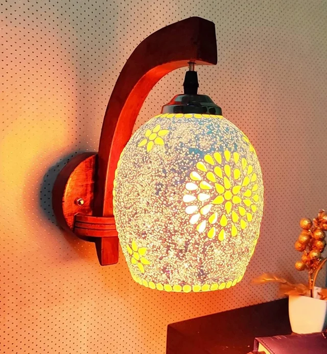 Lyse Decor Modern Designer Downside Wall Hanging Light for Home Decoration, Living Room Wall Hangign Lamp (Handcrafted Glass, Multi-Color, 11 Inch) 
